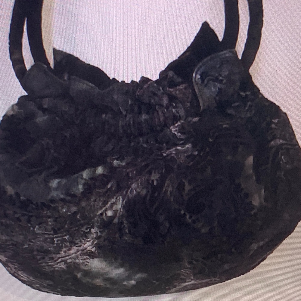 Black Velvet Ruched Shoulder Bag